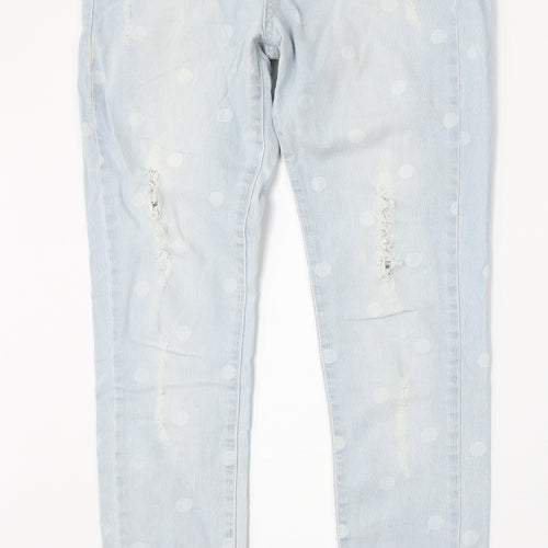 Henry Holland Womens Blue Polka Dot Cotton Skinny Jeans Size 12 L30 in Regular Button