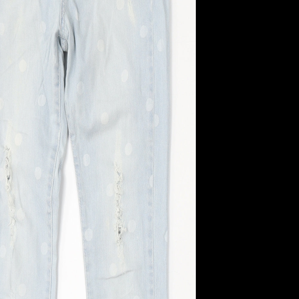 Henry Holland Womens Blue Polka Dot Cotton Skinny Jeans Size 12 L30 in Regular Button