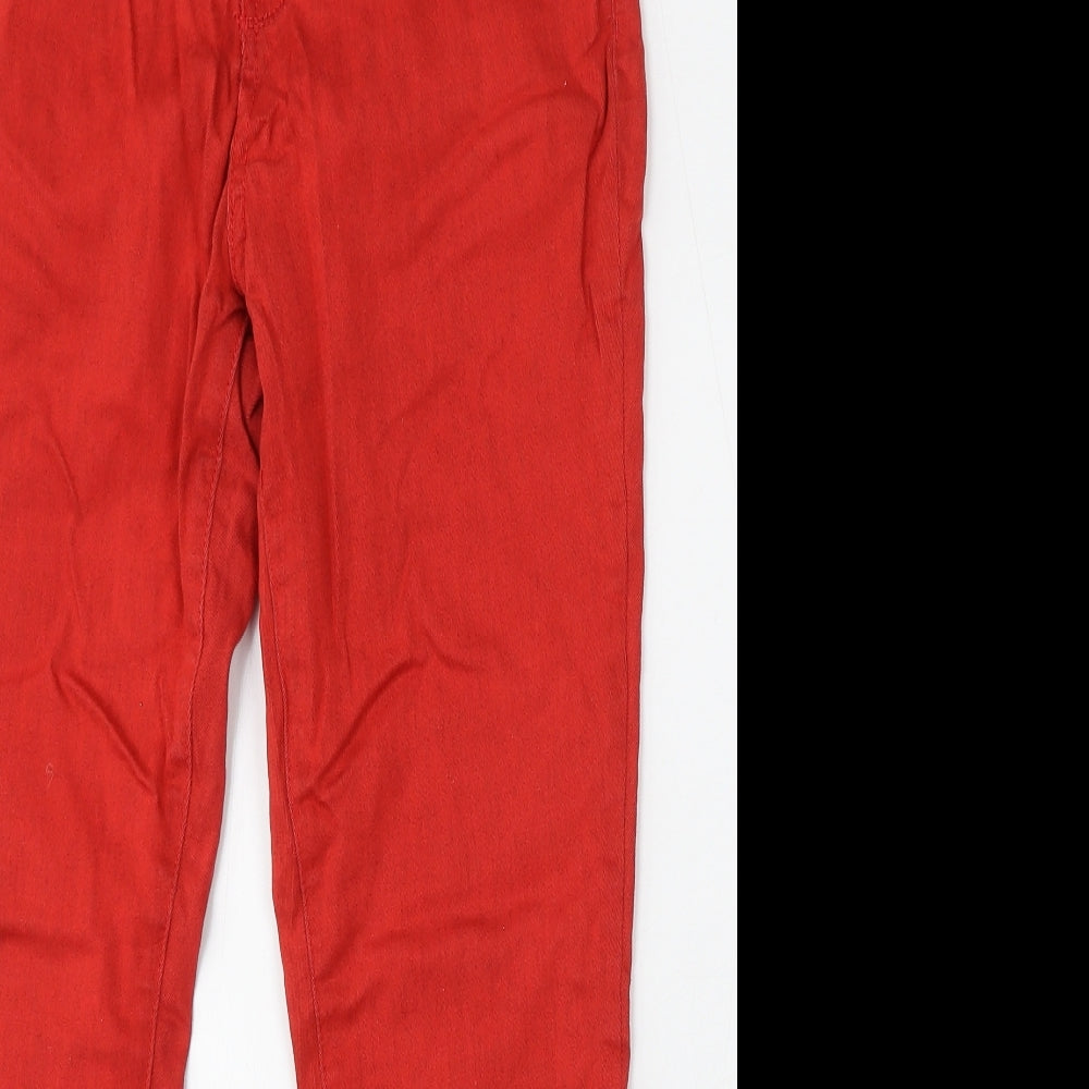 TU Womens Red Cotton Skinny Jeans Size 14 L28 in Regular Button