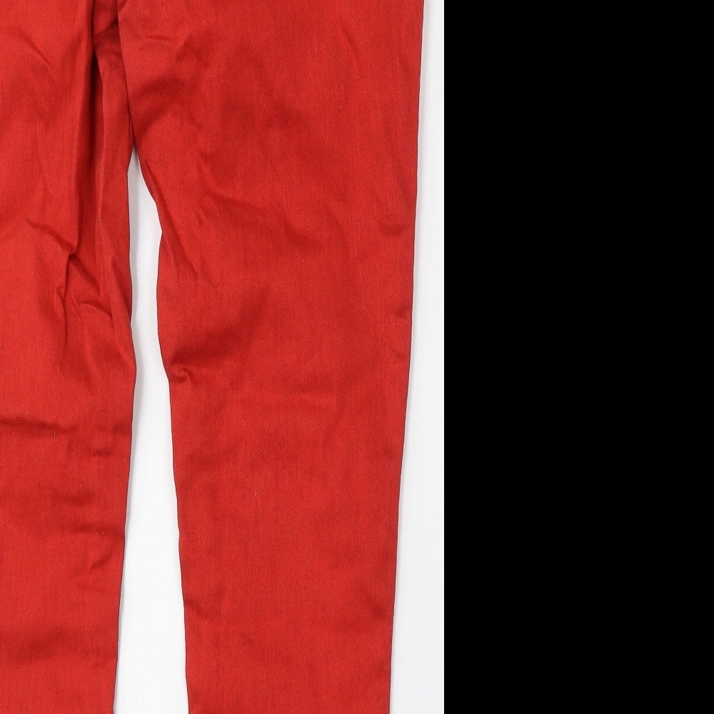 TU Womens Red Cotton Skinny Jeans Size 14 L28 in Regular Button