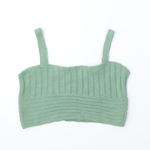 I SAW IT FIRST Womens Green Acrylic Basic Tank Size S Square Neck
