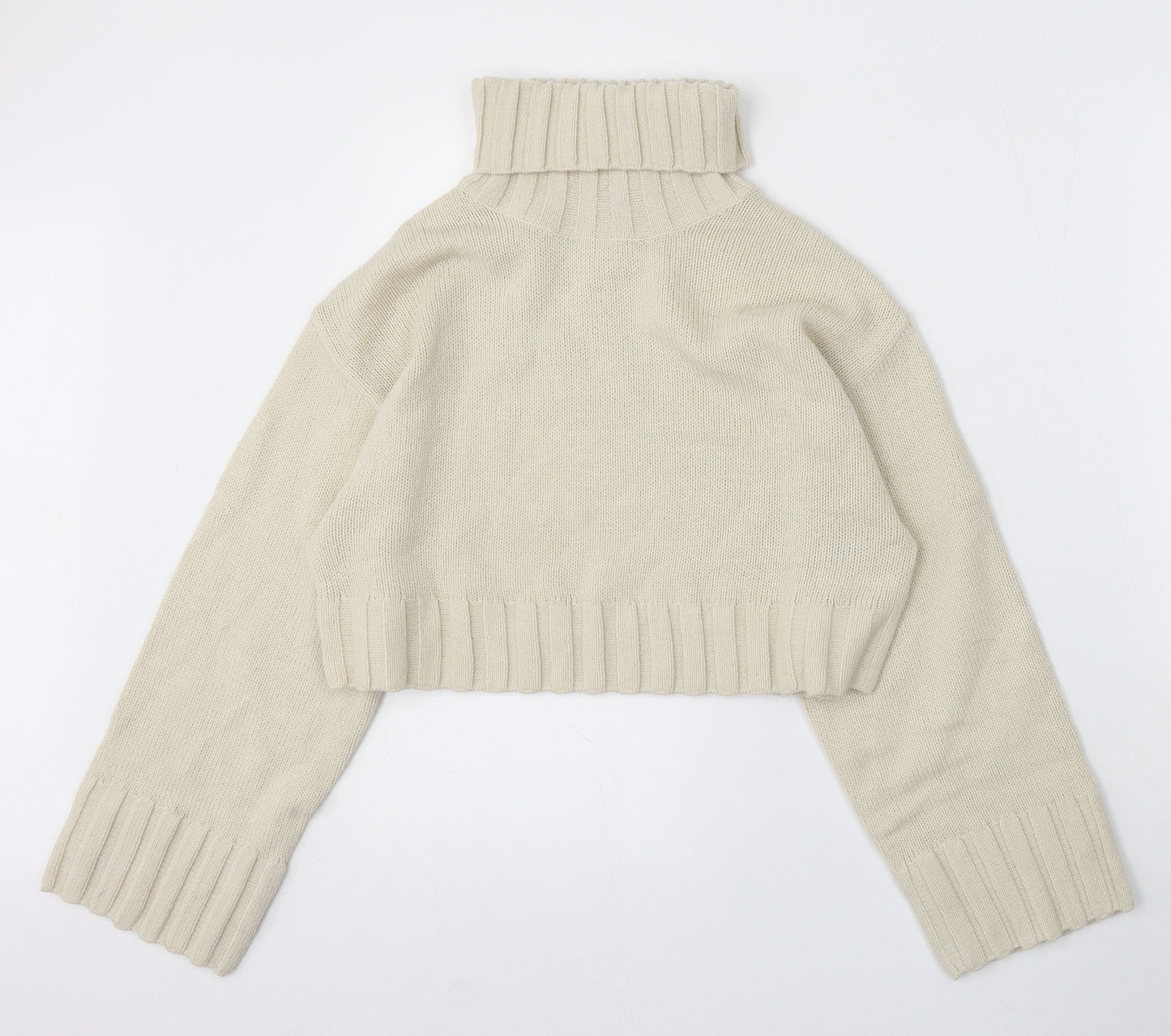 Divided by H&M Womens Beige Roll Neck Acrylic Pullover Jumper Size S