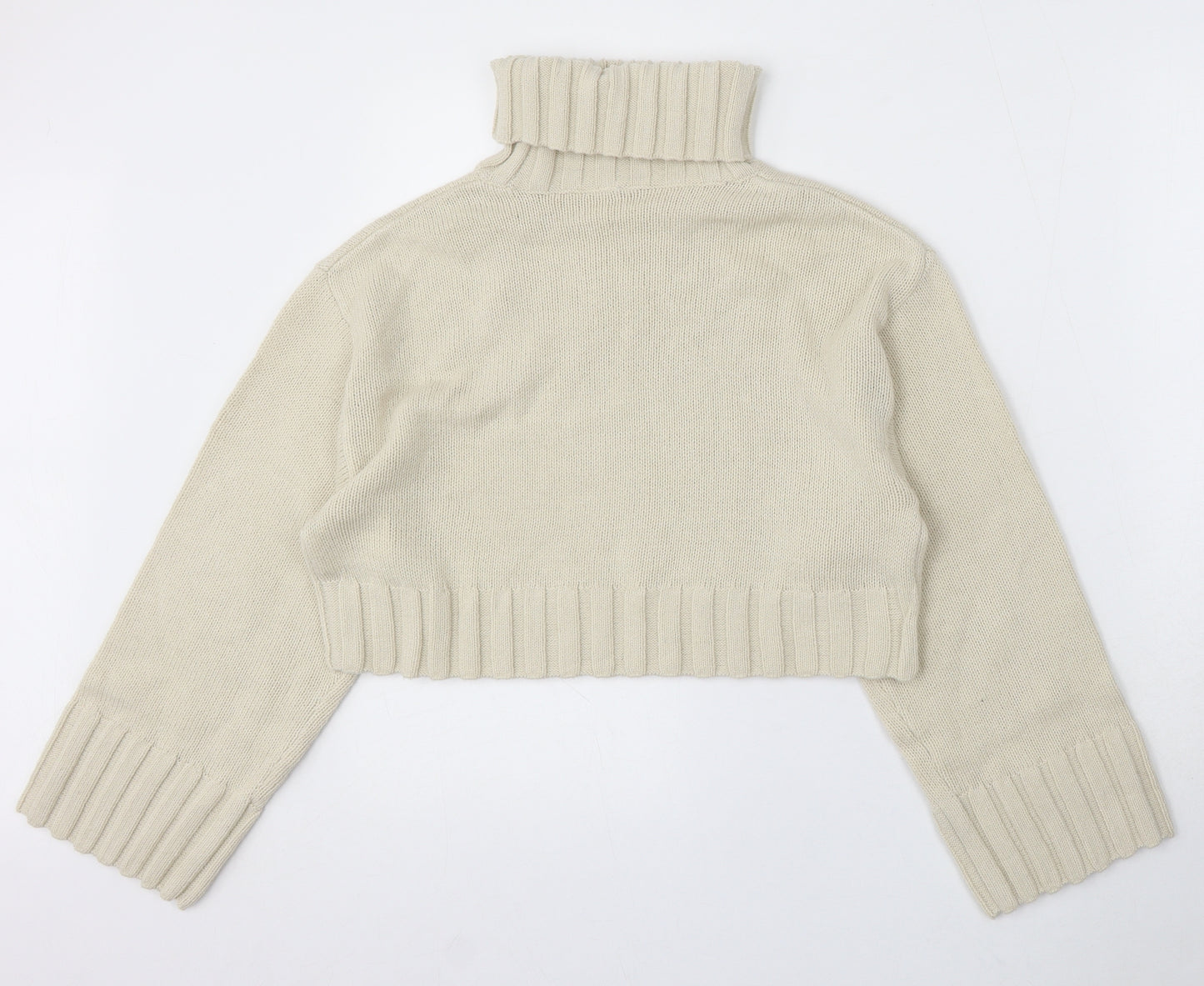 Divided by H&M Womens Beige Roll Neck Acrylic Pullover Jumper Size S