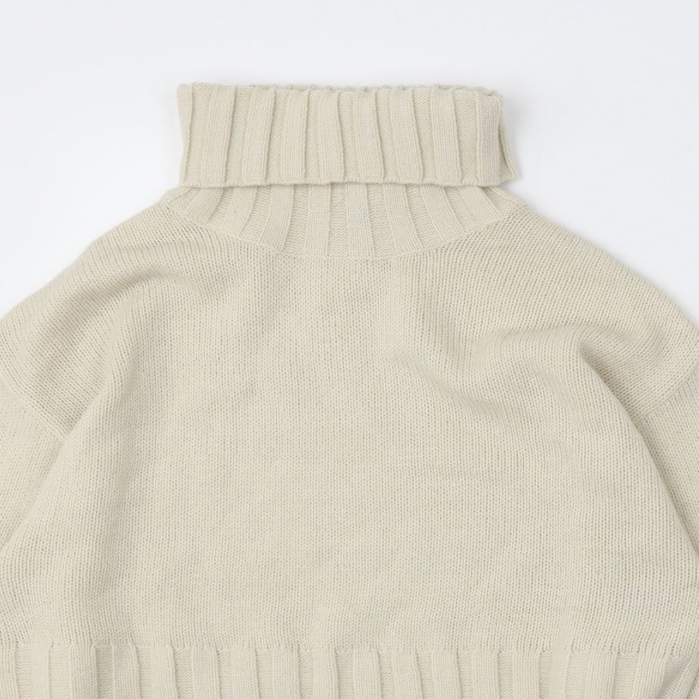 Divided by H&M Womens Beige Roll Neck Acrylic Pullover Jumper Size S