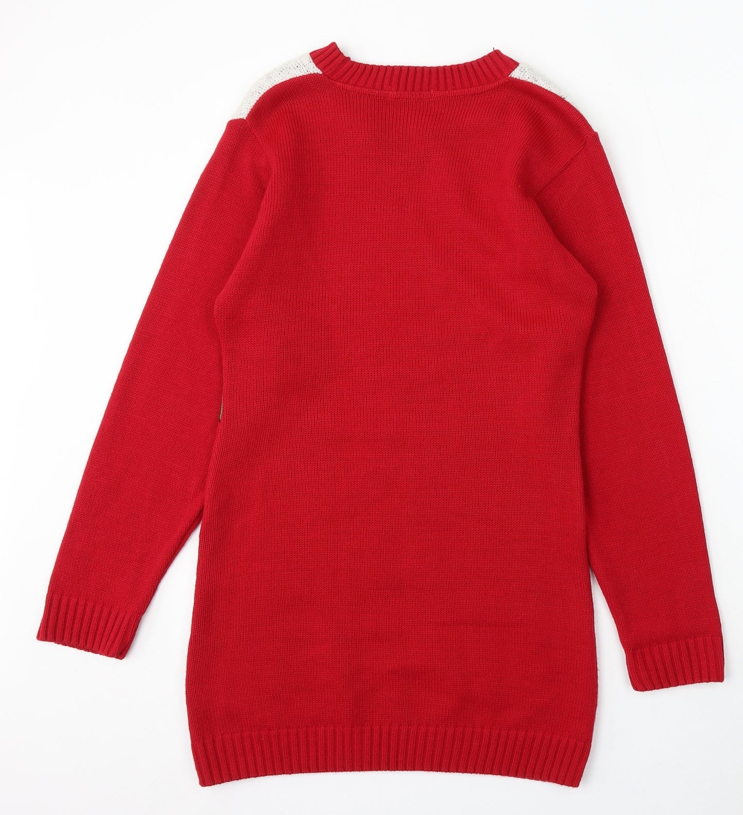 Pura Moda Womens Red Round Neck Acrylic Pullover Jumper Size S - Mrs Claus Christmas