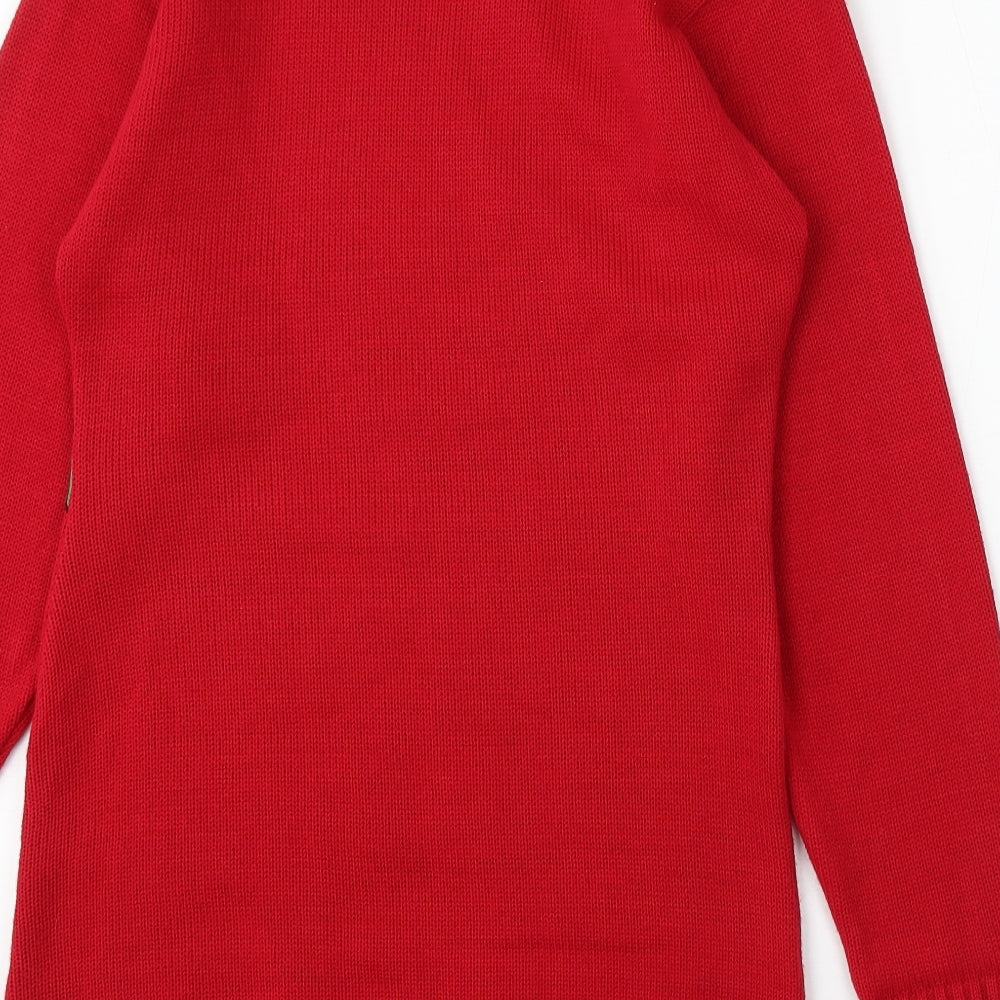 Pura Moda Womens Red Round Neck Acrylic Pullover Jumper Size S - Mrs Claus Christmas