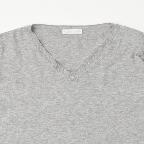 Primark Womens Grey V-Neck Polyester Pullover Jumper Size 14