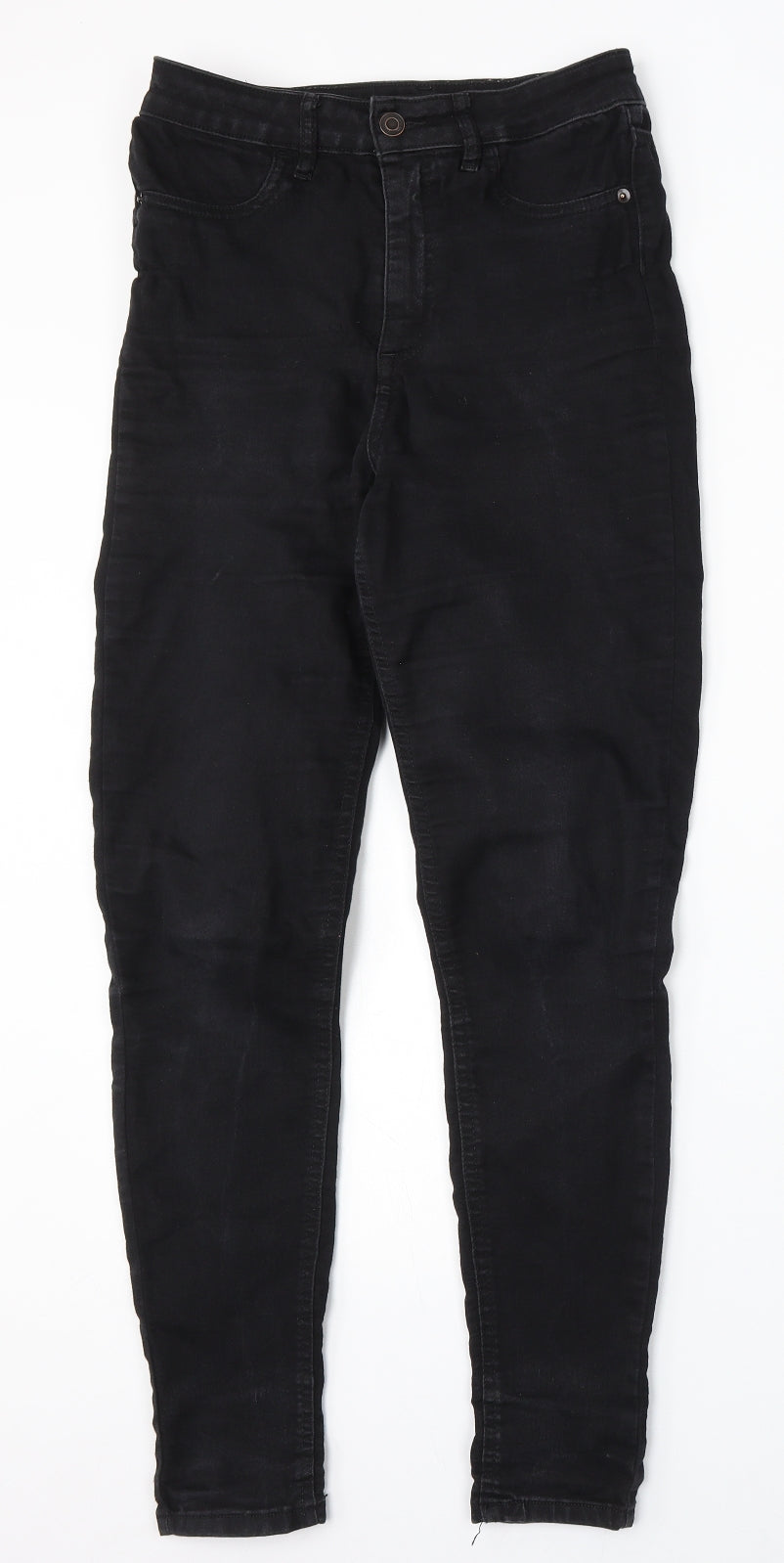 F&F Womens Black Cotton Skinny Jeans Size 8 L30 in Regular Button