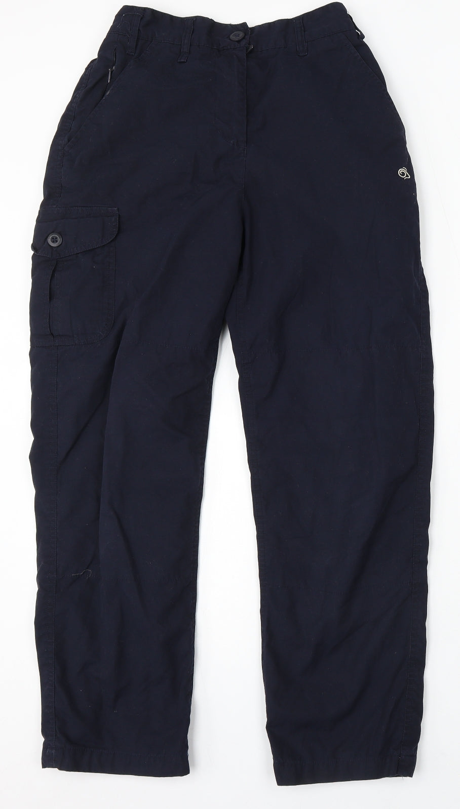 Craghoppers Womens Blue Polyester Cargo Trousers Size 8 L28 in Regular Button