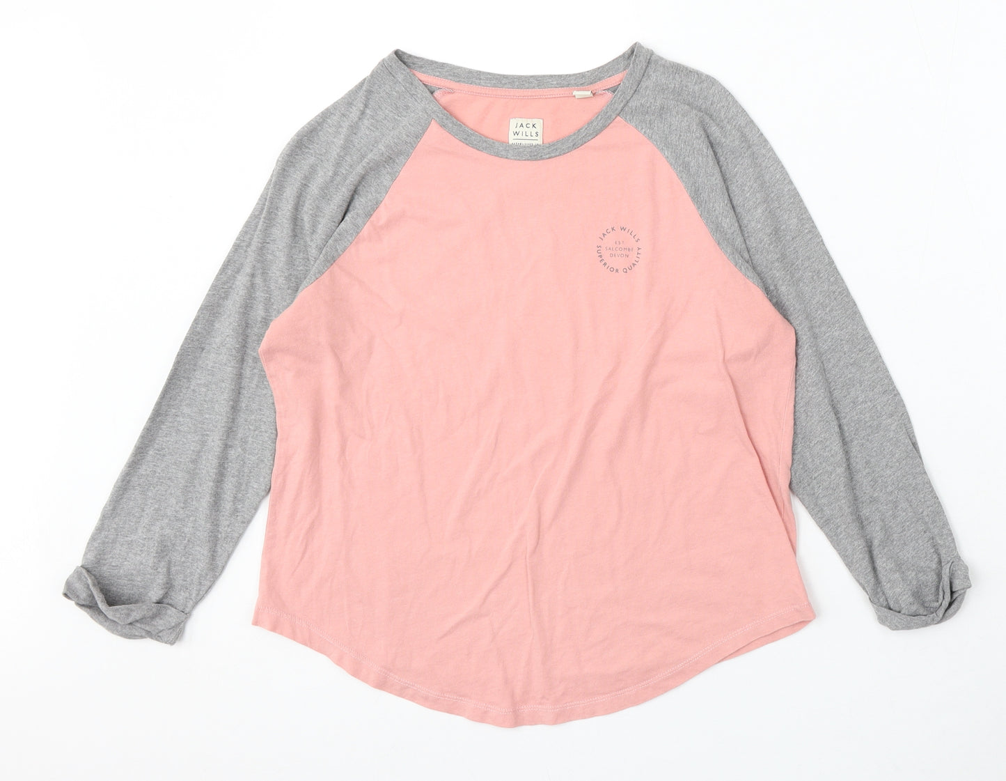 Jack Wills Womens Pink Polyester Basic T-Shirt Size 8 Round Neck