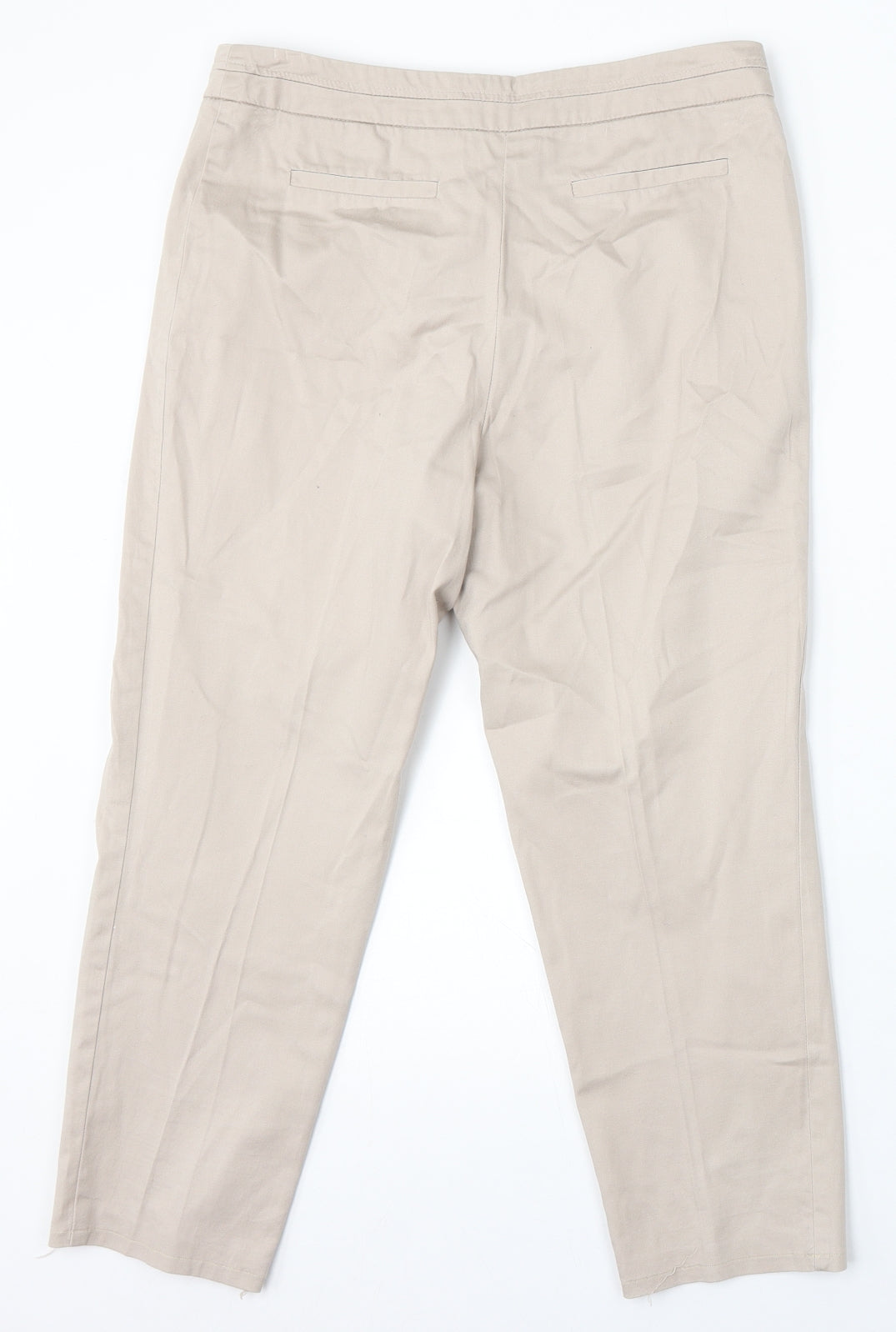 F&F Womens Beige Polyester Cropped Trousers Size 10 L24 in Regular Hook & Eye
