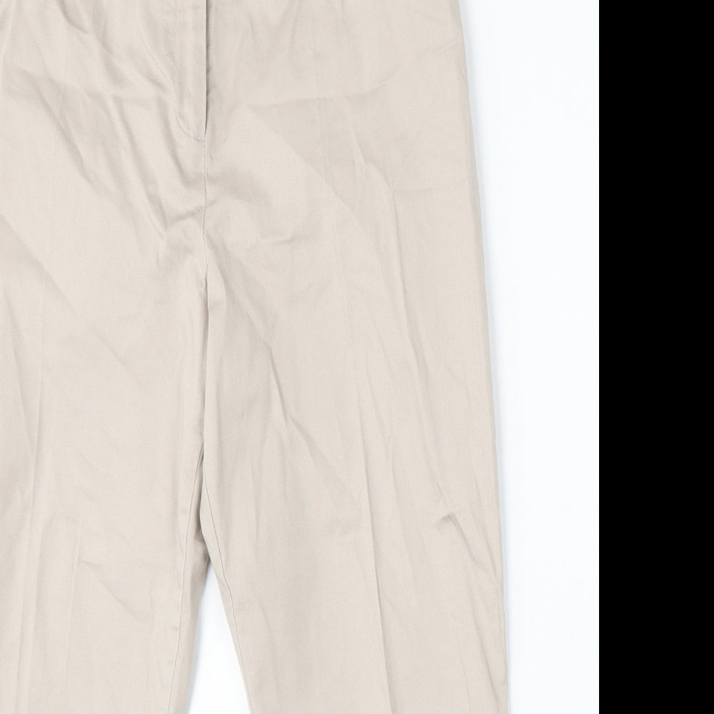 F&F Womens Beige Polyester Cropped Trousers Size 10 L24 in Regular Hook & Eye