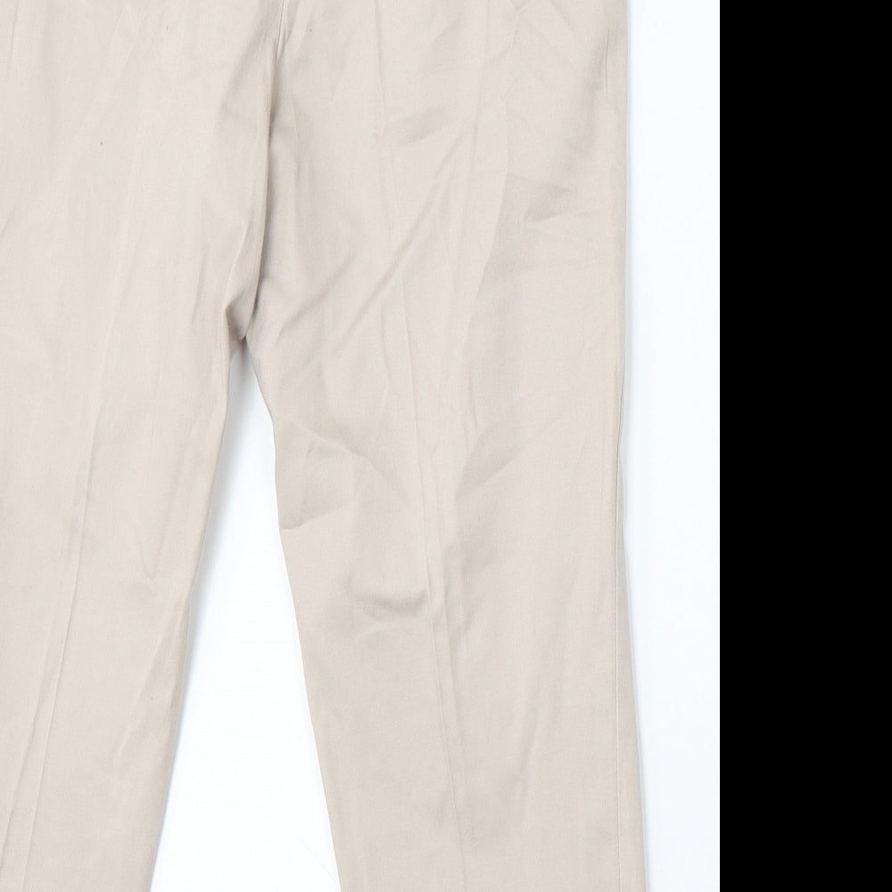F&F Womens Beige Polyester Cropped Trousers Size 10 L24 in Regular Hook & Eye