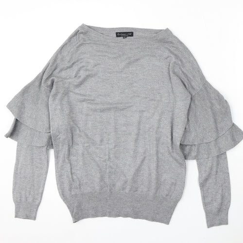F&F Womens Grey Round Neck Viscose Pullover Jumper Size 8