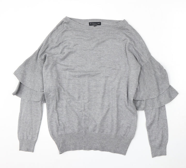 F&F Womens Grey Round Neck Viscose Pullover Jumper Size 8