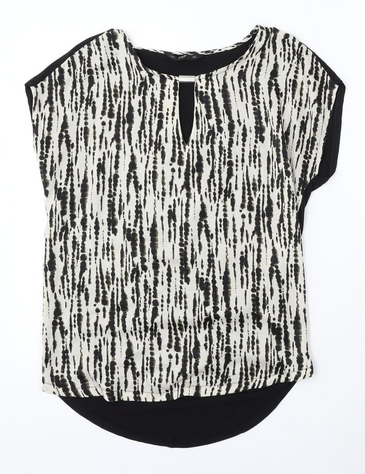 F&F Womens Black Polyester Basic Blouse Size 6 Round Neck