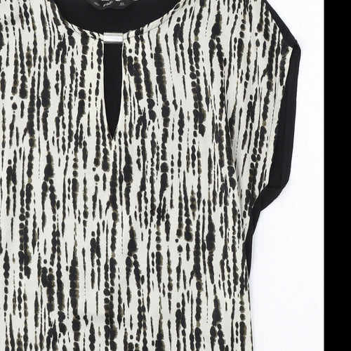 F&F Womens Black Polyester Basic Blouse Size 6 Round Neck