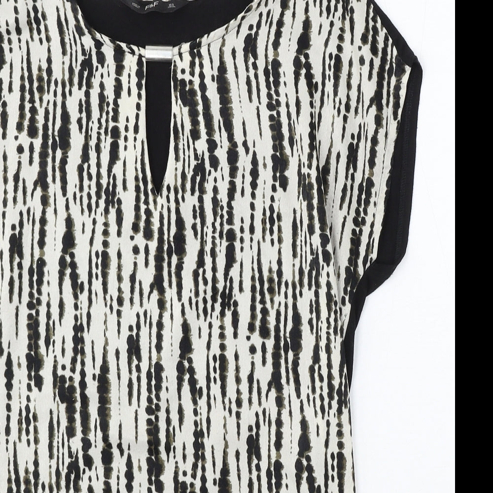F&F Womens Black Polyester Basic Blouse Size 6 Round Neck