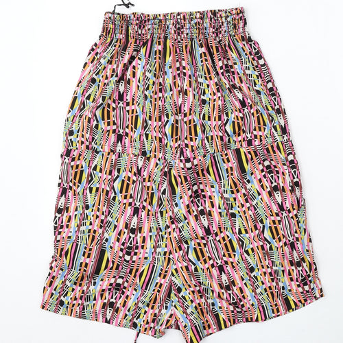 Ocean Club Womens Multicoloured Striped Polyester Bermuda Shorts Size 6 L4 in Regular Drawstring