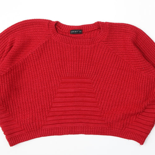 Exhibit Womens Red Round Neck Acrylic Pullover Jumper Size S