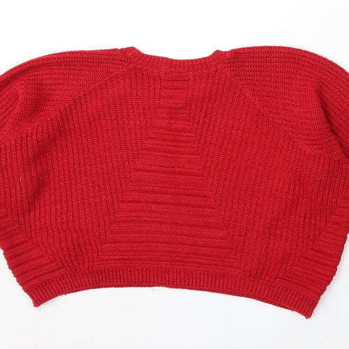Exhibit Womens Red Round Neck Acrylic Pullover Jumper Size S
