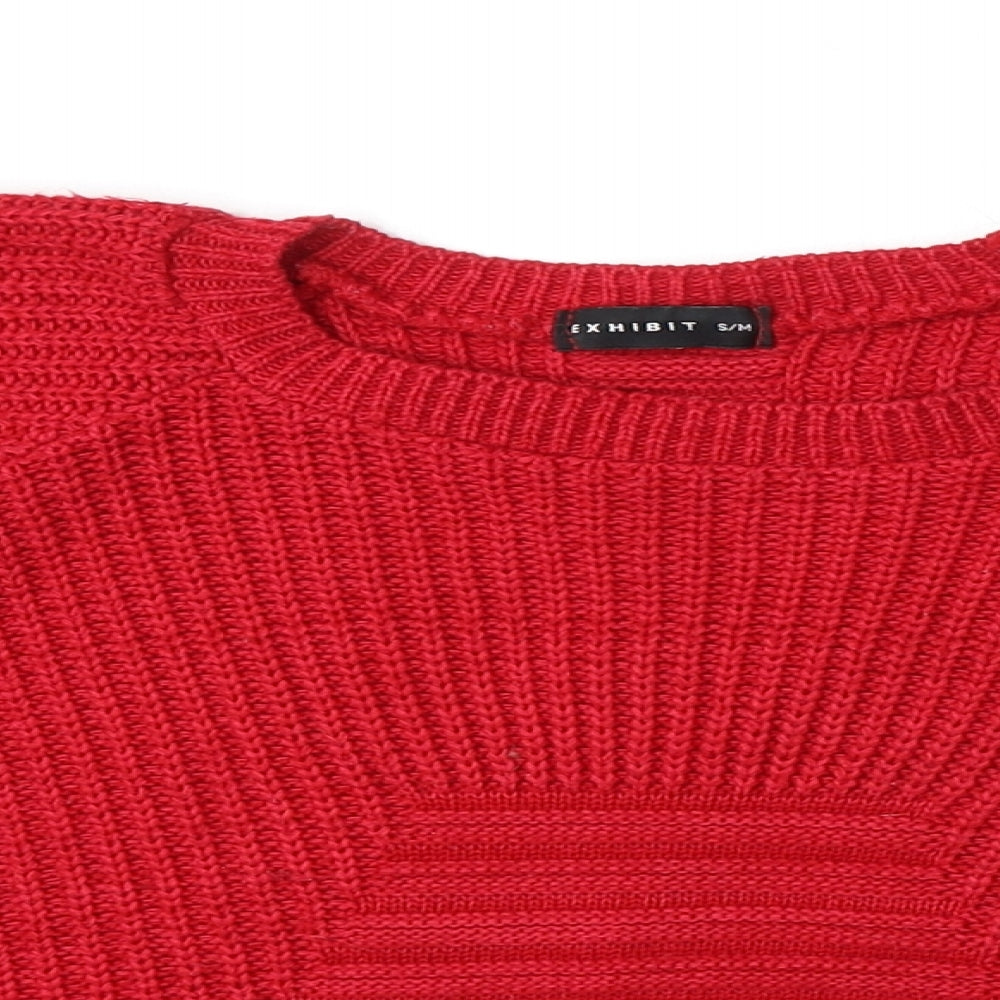 Exhibit Womens Red Round Neck Acrylic Pullover Jumper Size S