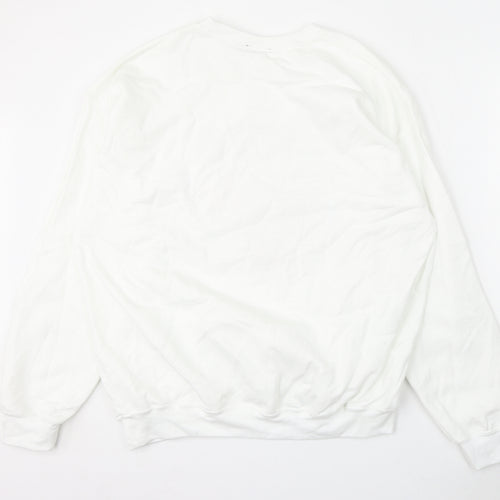 New Look Mens White Cotton Pullover Sweatshirt Size L - Paris 1982