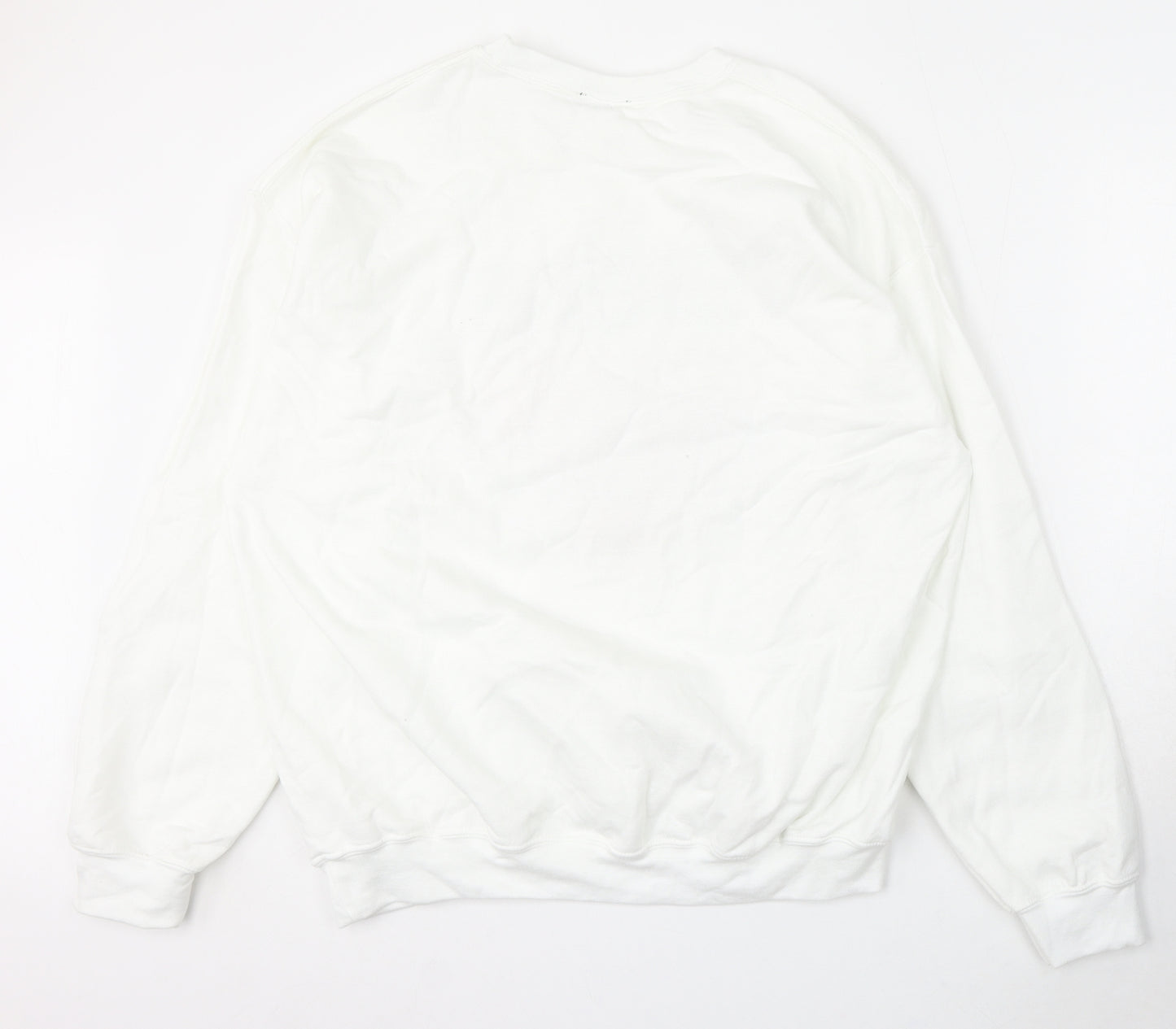 New Look Mens White Cotton Pullover Sweatshirt Size L - Paris 1982