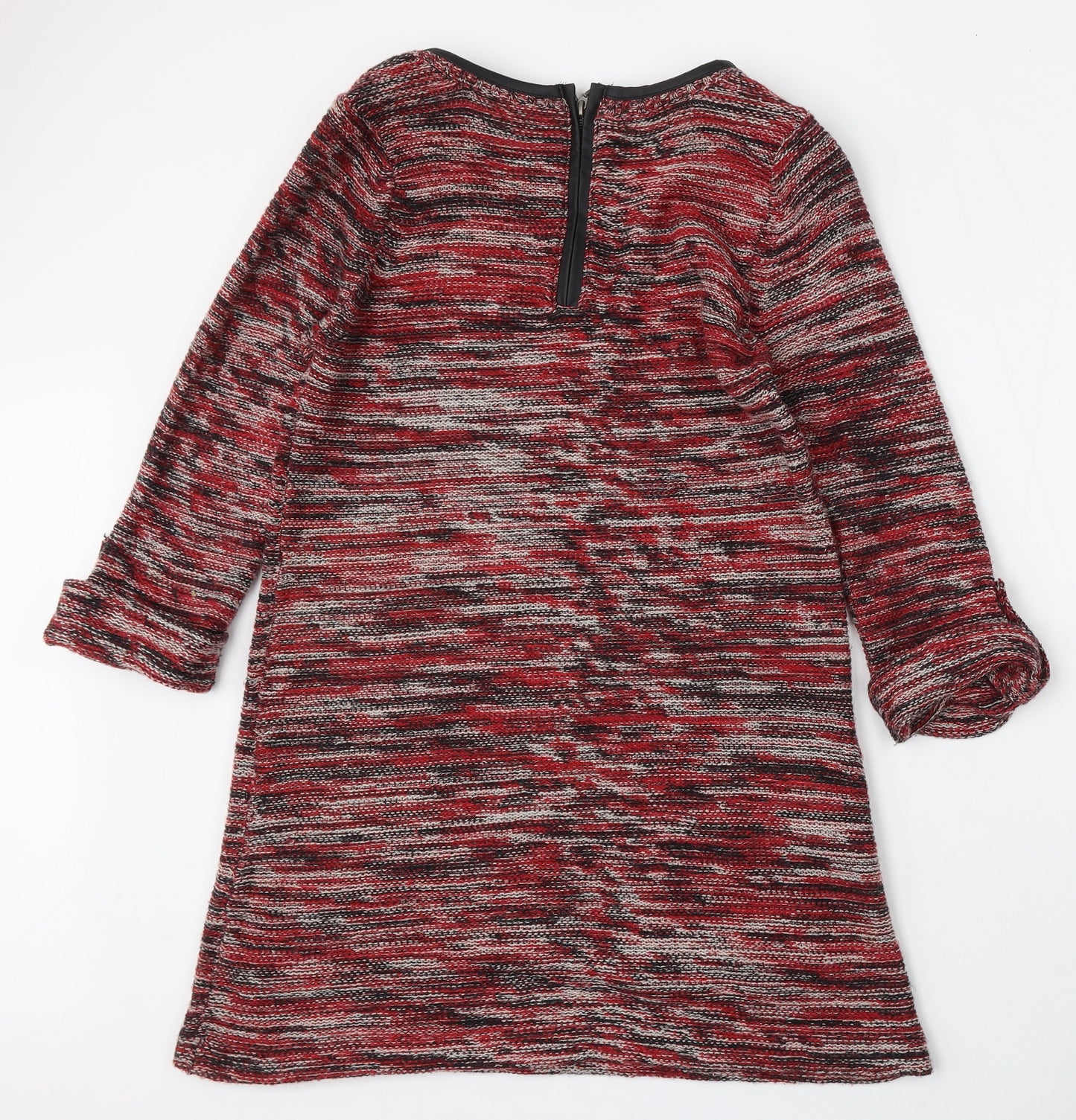 F&F Womens Red Polyester Shift Size 14 Round Neck Zip
