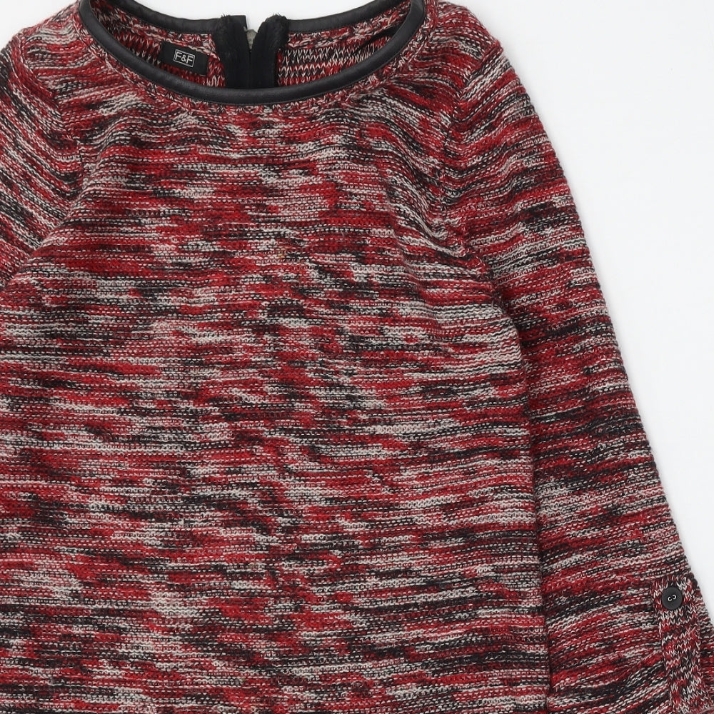 F&F Womens Red Polyester Shift Size 14 Round Neck Zip