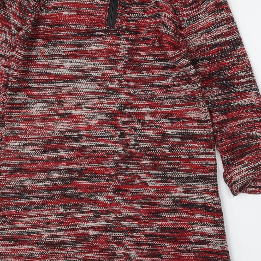 F&F Womens Red Polyester Shift Size 14 Round Neck Zip