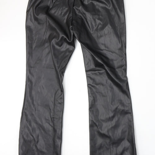 SheIn Womens Black Polyurethane Trousers Size M L31 in Regular Button