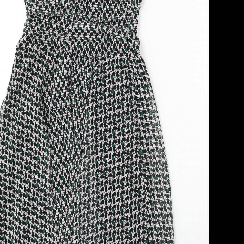 Dorothy Perkins Womens Black Geometric Polyester Skater Dress Size 12 V-Neck