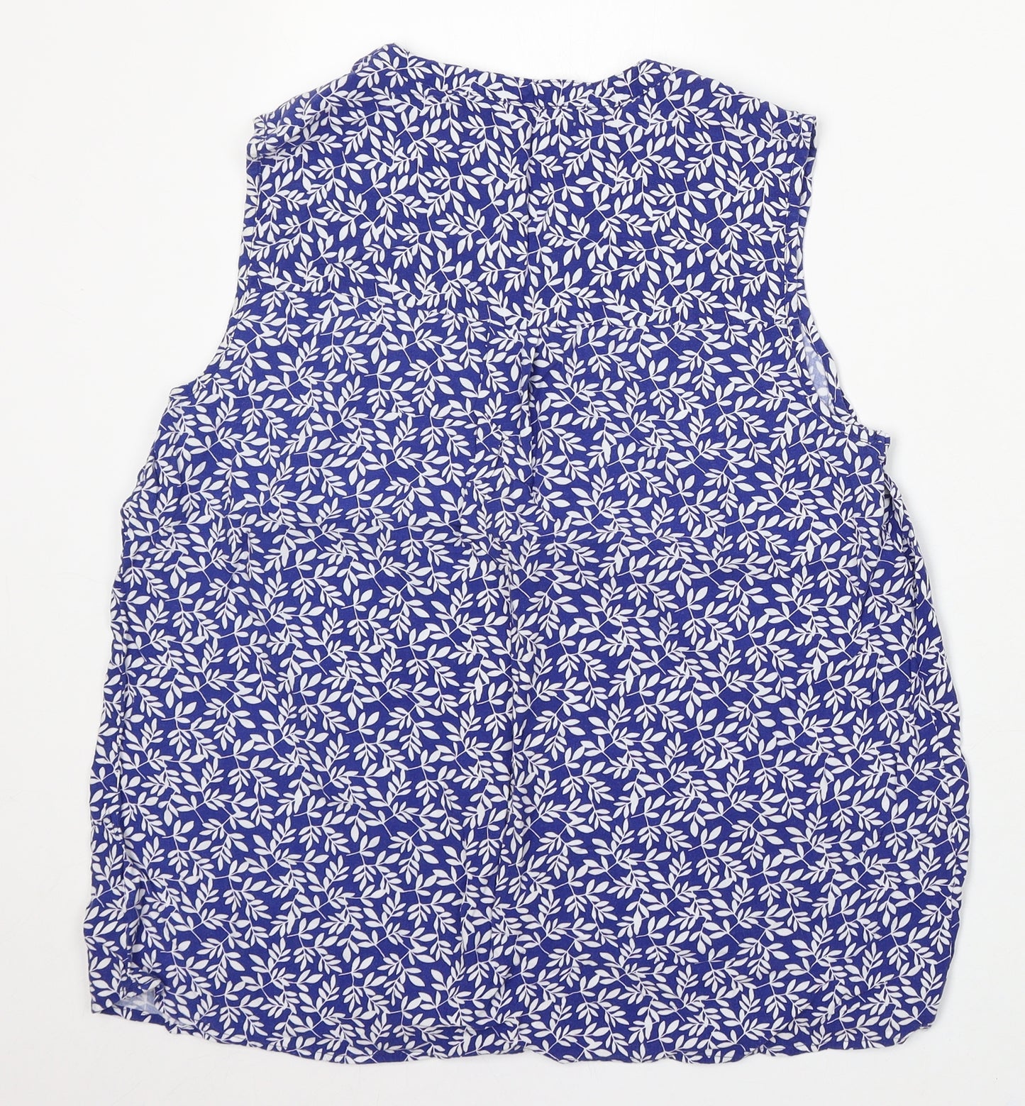 F&F Womens Blue Floral Viscose Basic Blouse Size 14 V-Neck