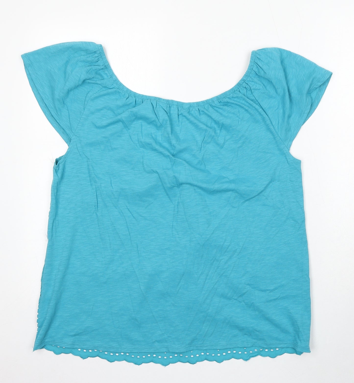 NEXT Womens Blue Cotton Basic Blouse Size 14 Round Neck