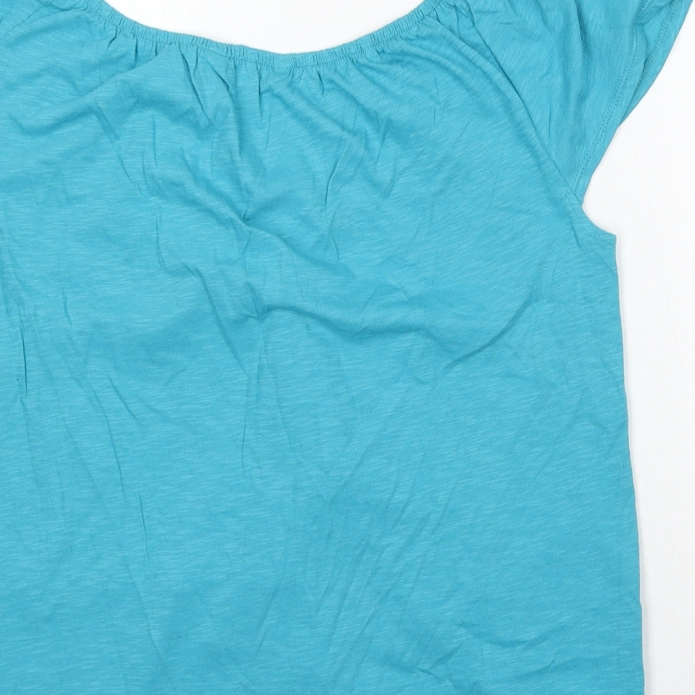 NEXT Womens Blue Cotton Basic Blouse Size 14 Round Neck