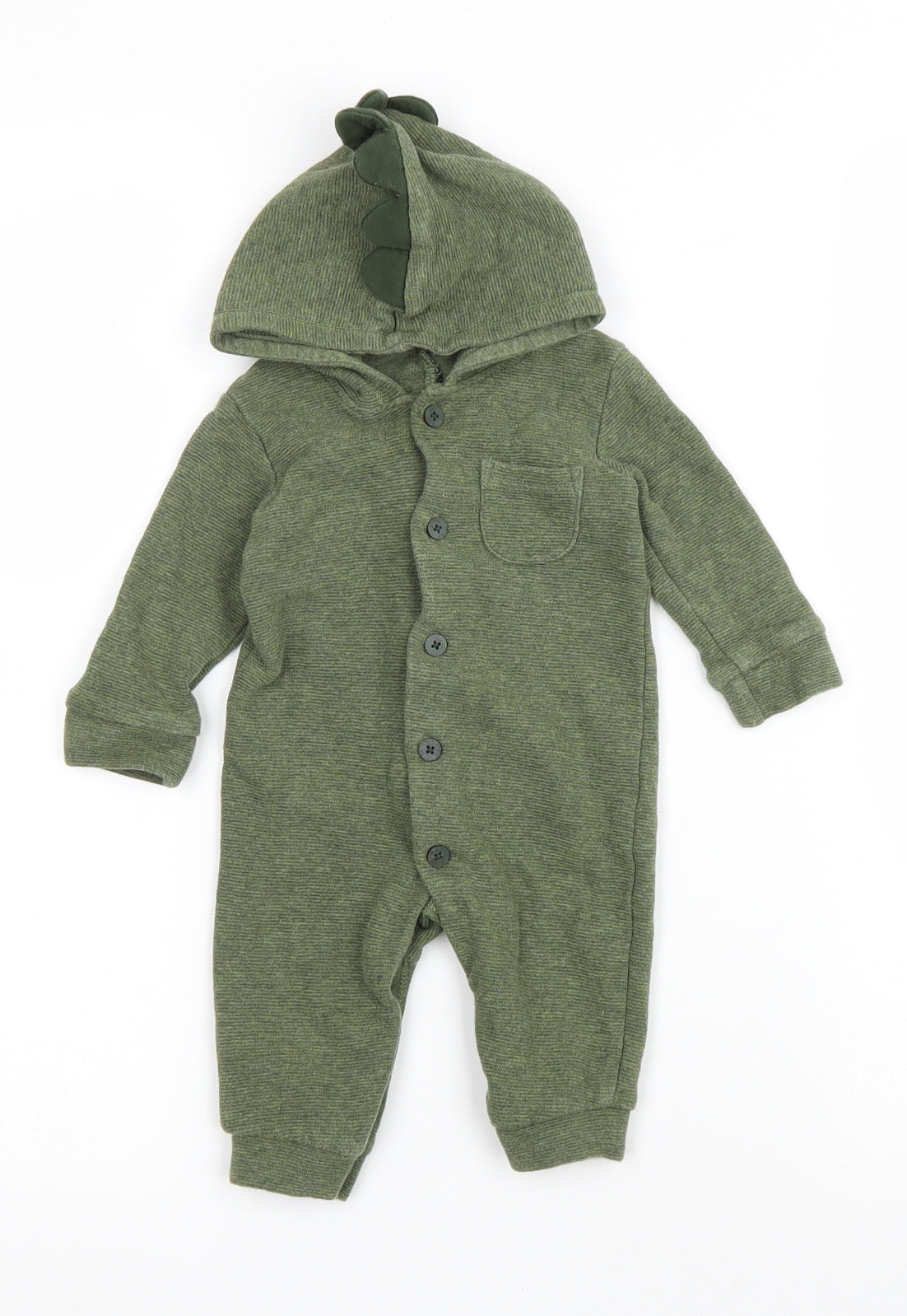 George Baby Green Cotton Coverall One-Piece Size 3-6 Months Snap - Dinosaur