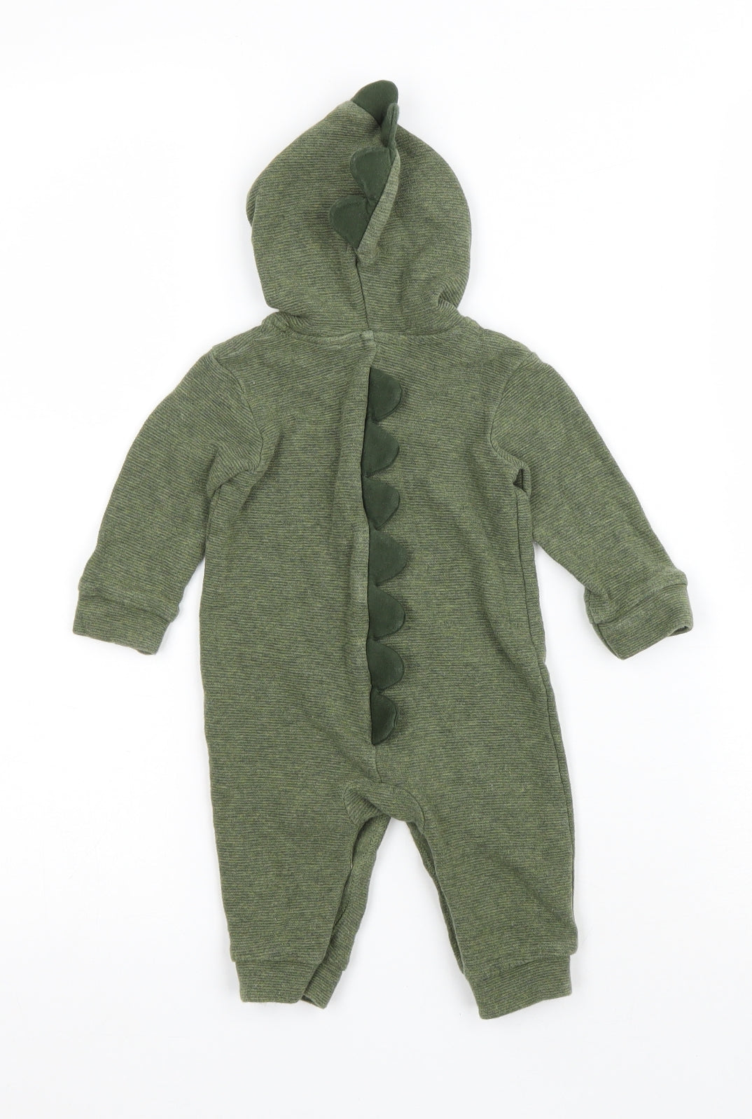 George Baby Green Cotton Coverall One-Piece Size 3-6 Months Snap - Dinosaur