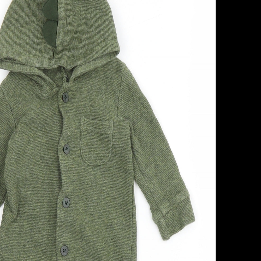 George Baby Green Cotton Coverall One-Piece Size 3-6 Months Snap - Dinosaur