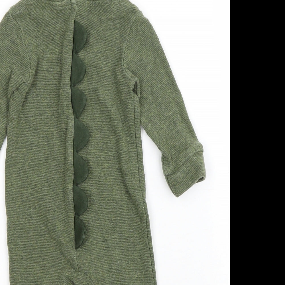 George Baby Green Cotton Coverall One-Piece Size 3-6 Months Snap - Dinosaur