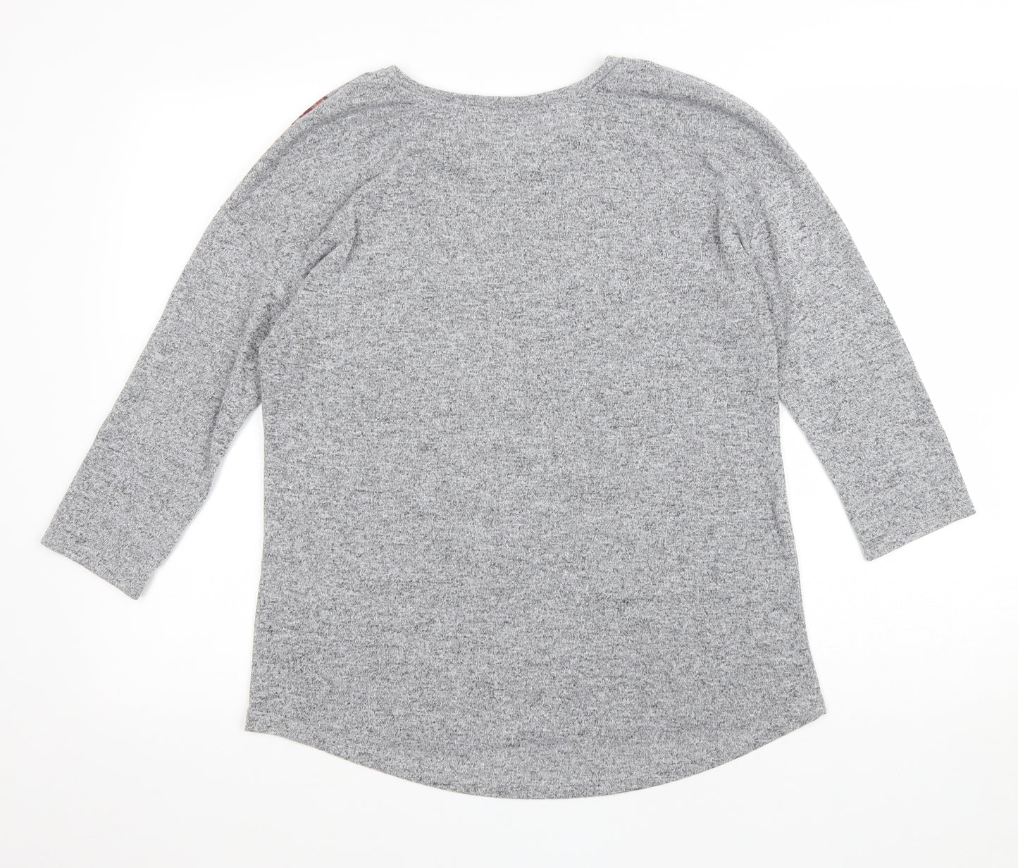 TU Womens Grey Floral Polyester Basic T-Shirt Size 12 Round Neck - Butterflies, flowers
