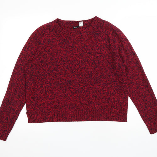Divided by H&M Womens Red Round Neck Acrylic Pullover Jumper Size M