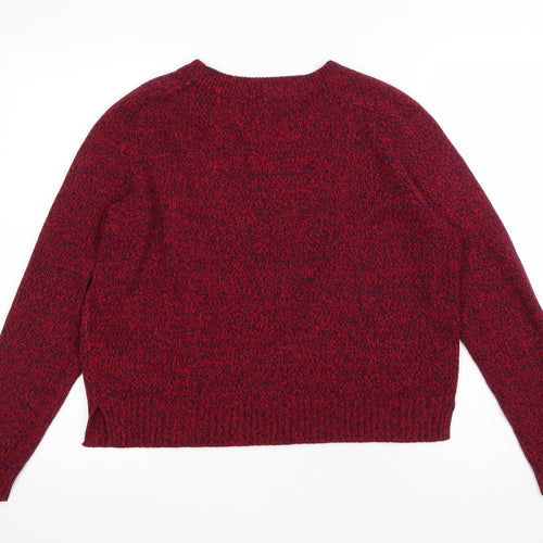 Divided by H&M Womens Red Round Neck Acrylic Pullover Jumper Size M