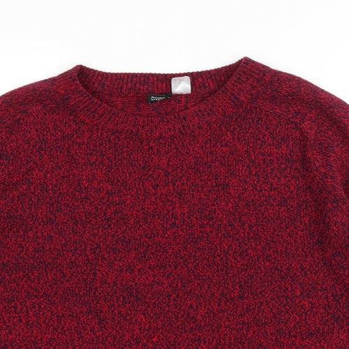 Divided by H&M Womens Red Round Neck Acrylic Pullover Jumper Size M