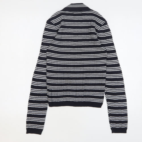 Primark Womens Blue High Neck Striped Polyester Pullover Jumper Size 10