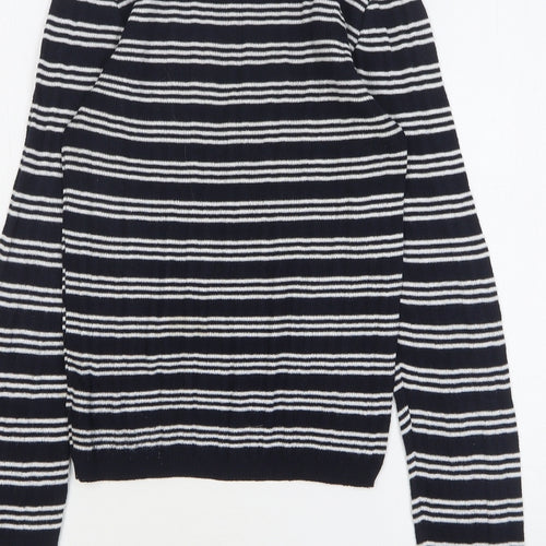 Primark Womens Blue High Neck Striped Polyester Pullover Jumper Size 10