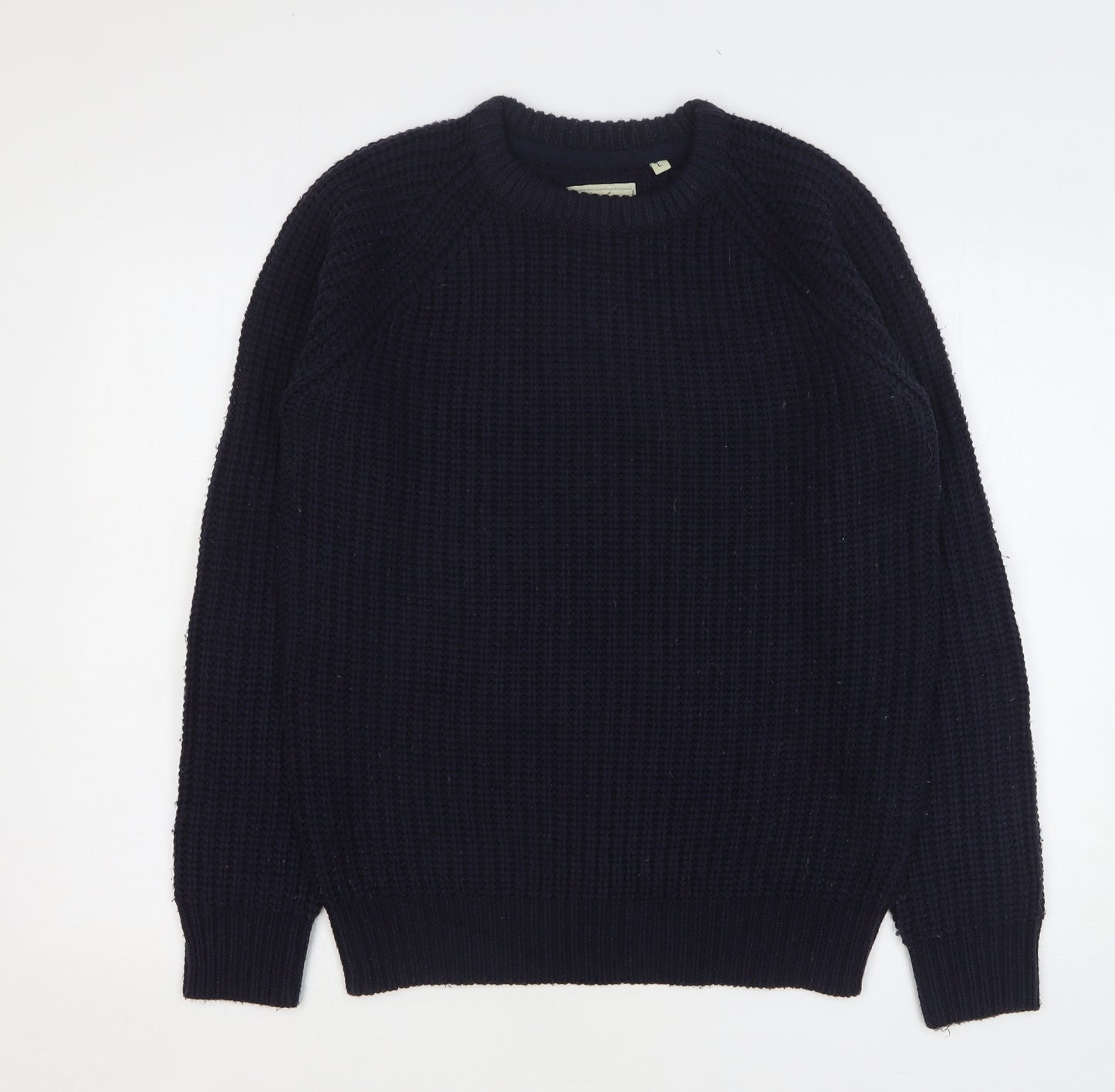 Brave Soul Mens Blue Round Neck Acrylic Pullover Jumper Size L