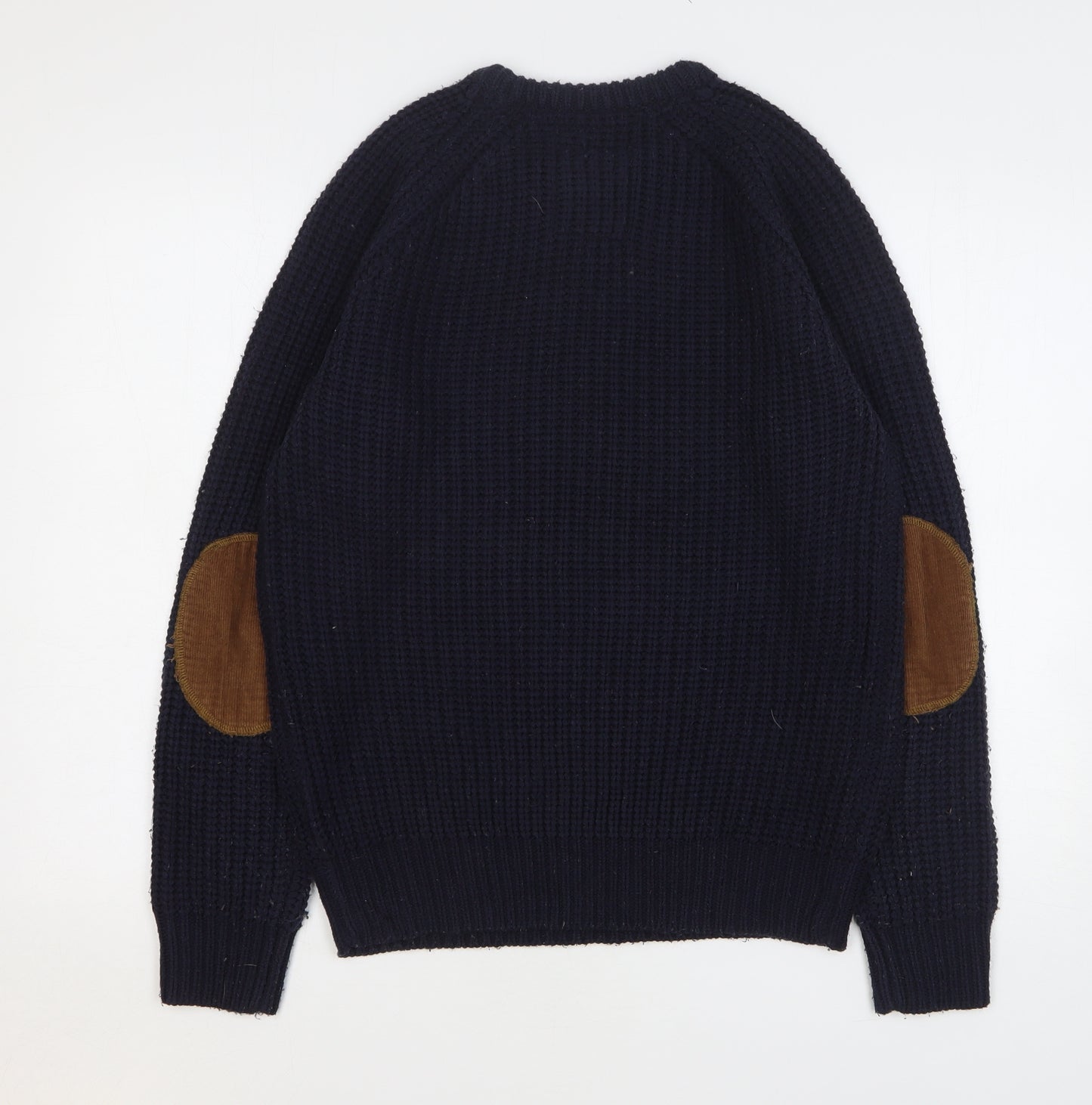 Brave Soul Mens Blue Round Neck Acrylic Pullover Jumper Size L