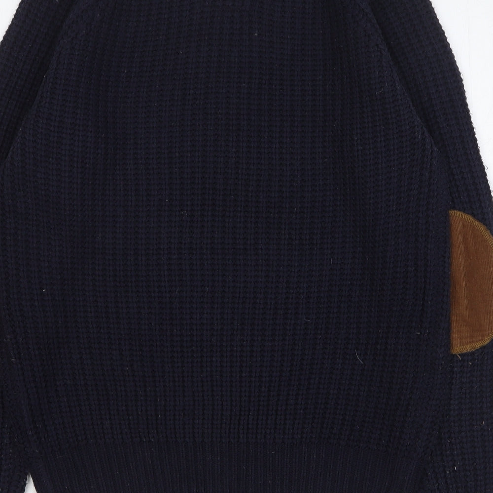 Brave Soul Mens Blue Round Neck Acrylic Pullover Jumper Size L