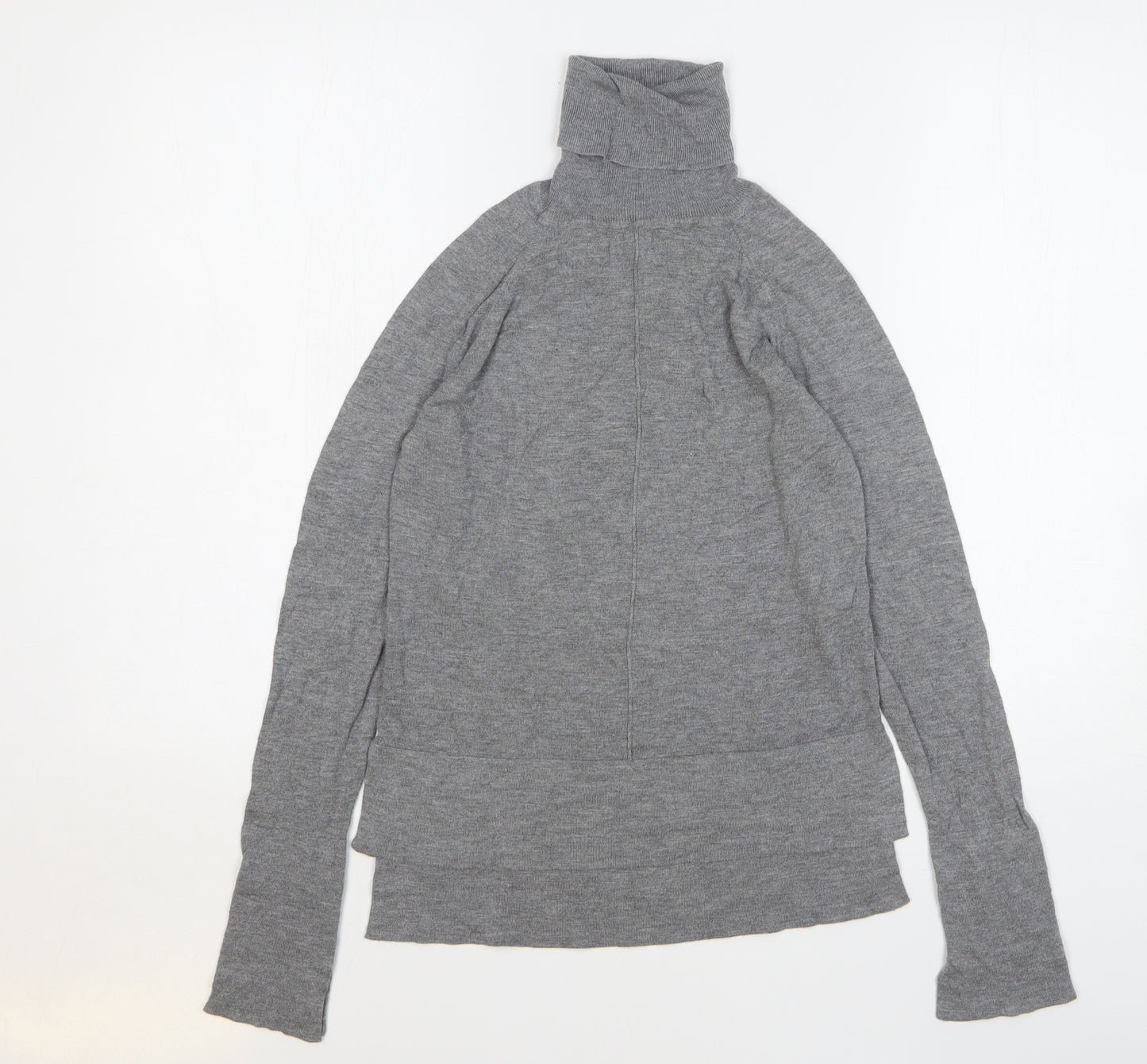 Zara Womens Grey Roll Neck Viscose Pullover Jumper Size S